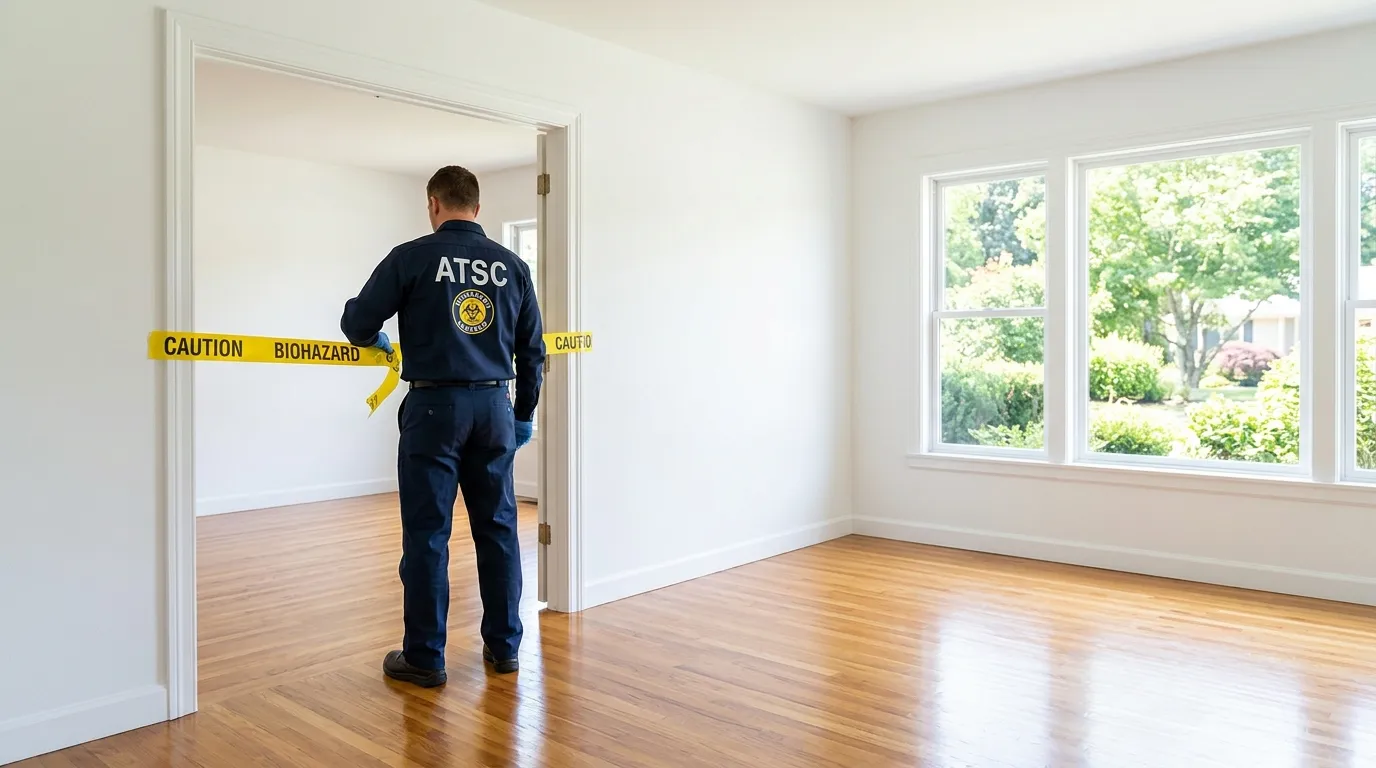 Certified biohazard cleanup crew performing Decomposition Cleanup in Modesto